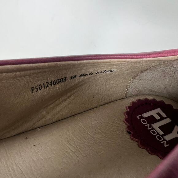 Fly London Beso Burgundy Red Leather Wedge Size 38 - Picture 9 of 11